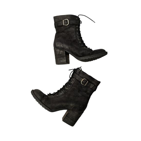 Born Cass Block Heel Bootie Combat Suede Moto Biker Boot Size10 - Picture 4 of 7